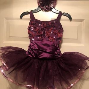 Weissman Maroon/Egg Plant Roses Ballet Costume